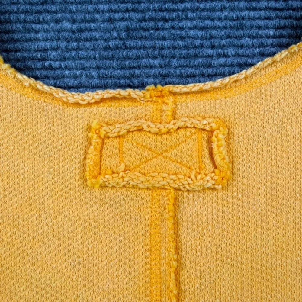 Free People We The Free Mustard Yellow Sweatshirt Vest Tank Womens XL Raw Edge
